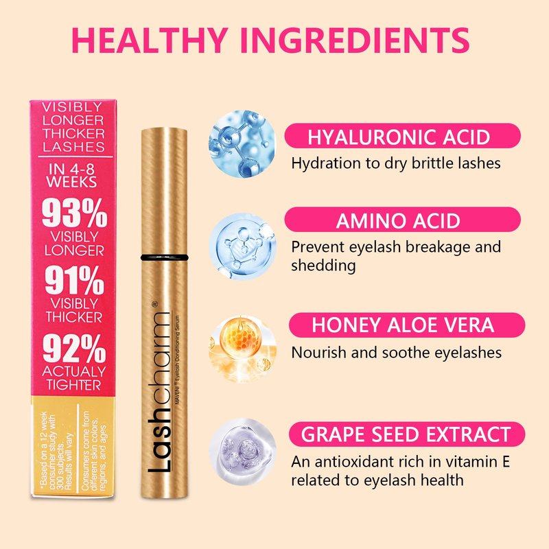 MAVENI Lash Enhancing Serum, Women's Advanced Cosmetics, Eyelash Growth Serum, Promote Longer, Fuller, and Denser Eyelashes, Fast and Effective (Gold, 0.1 Fl Oz (Pack of 1))