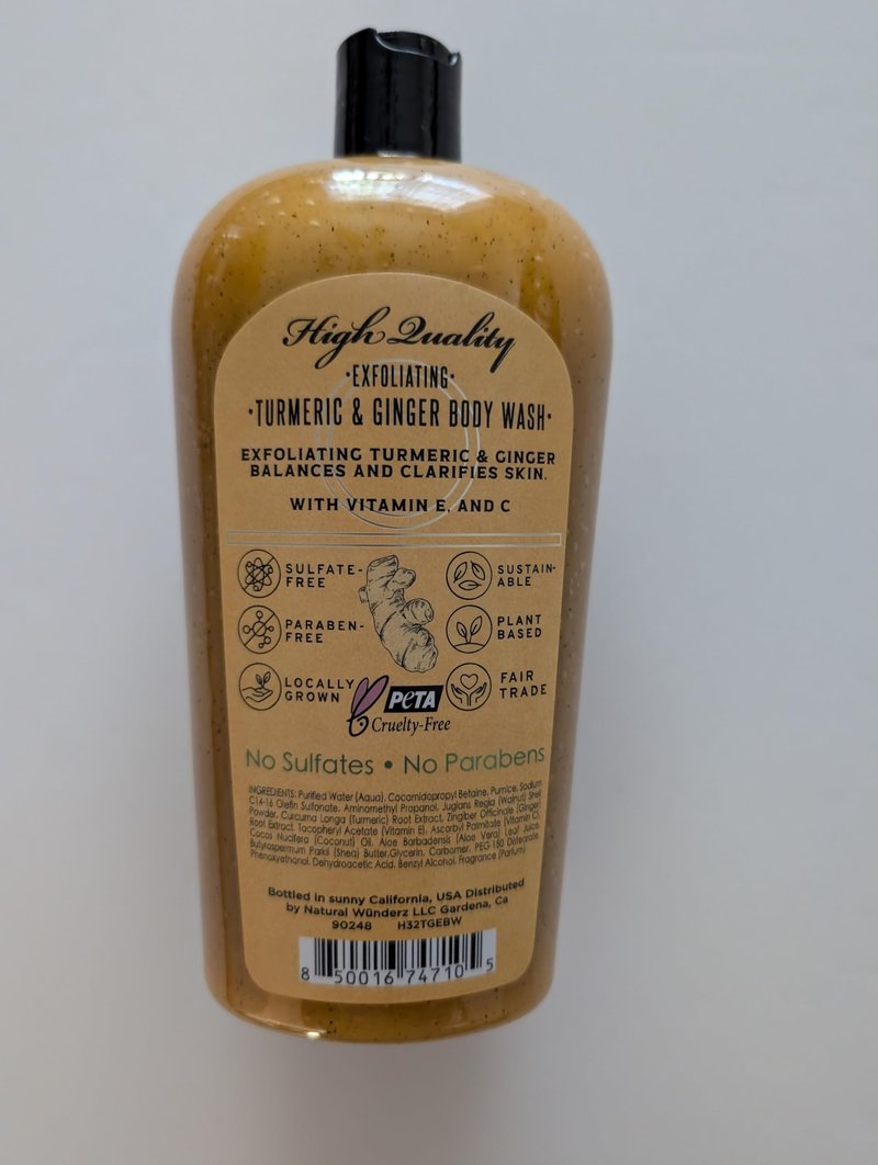 HERBIST All Natural Apothecary Exfoliating Body Wash (Tumeric & Ginger with Vitamin E & C)