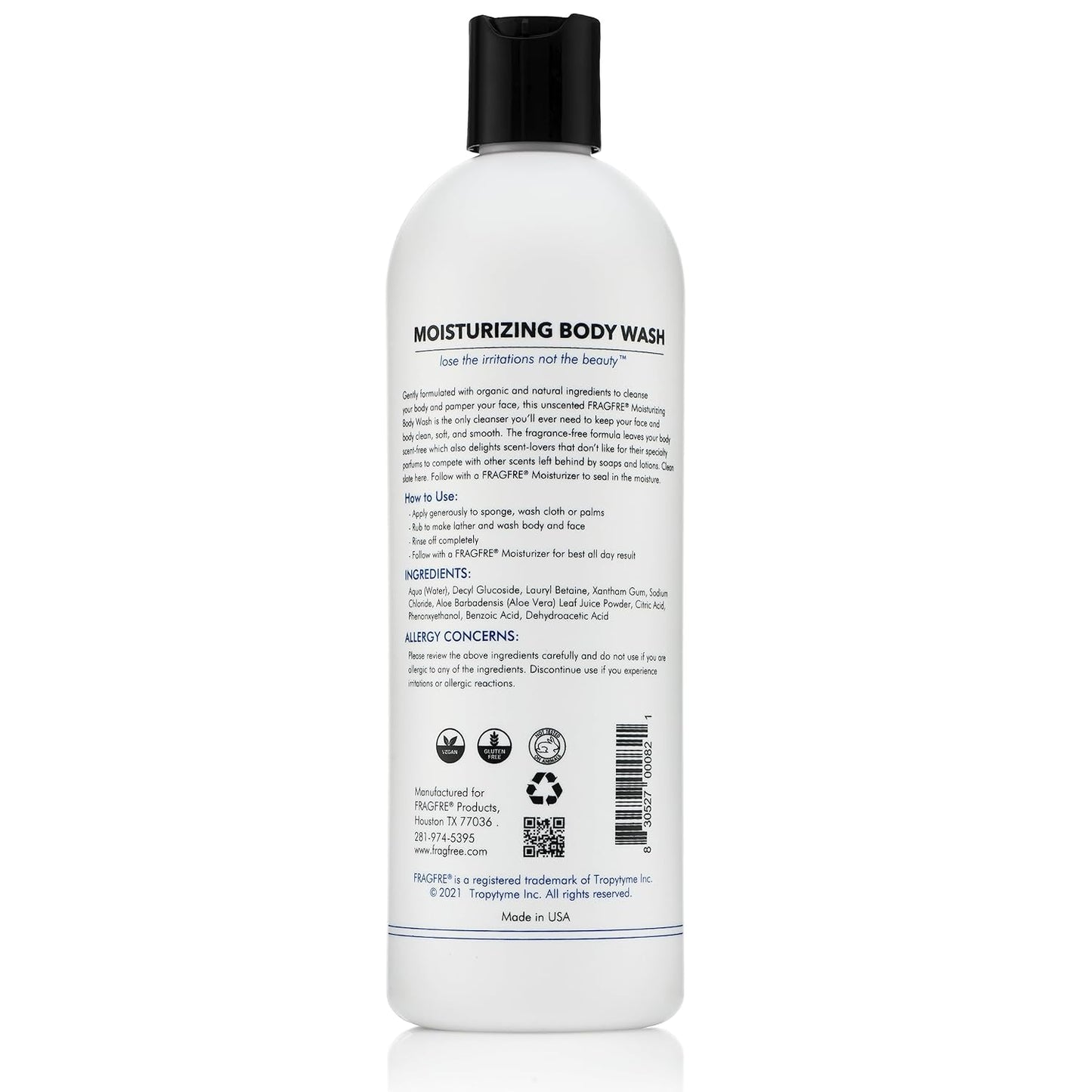 Moisturizing Body Wash - Gentle Sulfate-Free Cleanser for Normal & Sensitive Skin | 16 oz, Unscented, Vegan & Cruelty-Free