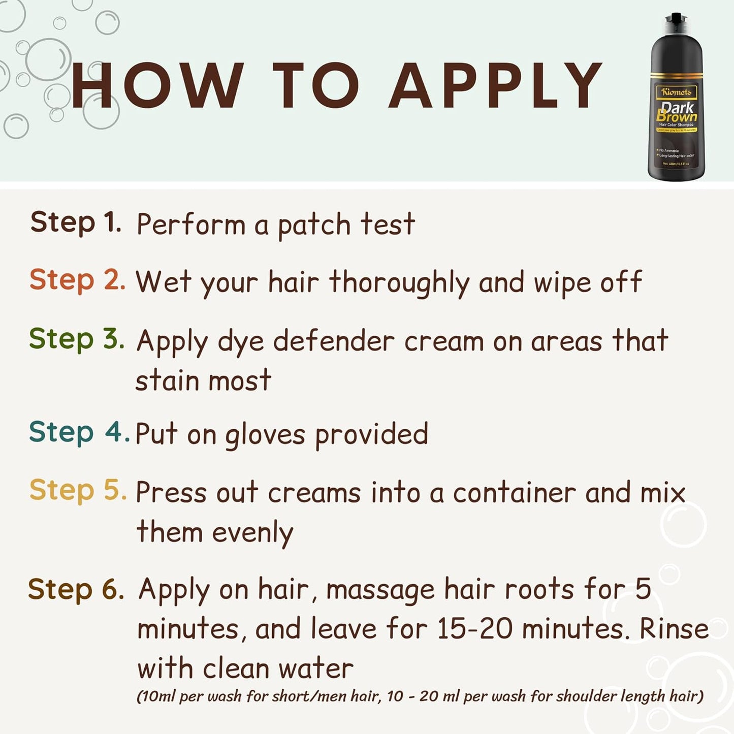 Dark Brown Hair Dye Shampoo - Ammonia-Free Formula for 100% Grey Coverage | 400ml Pack of 2