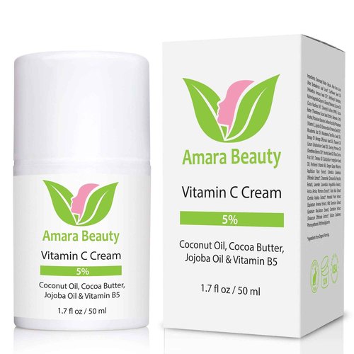 Amara Beauty Vitamin C Cream for Face with Coconut Oil, Cocoa Butter & Jojoba Oil, 1.7 fl. oz.