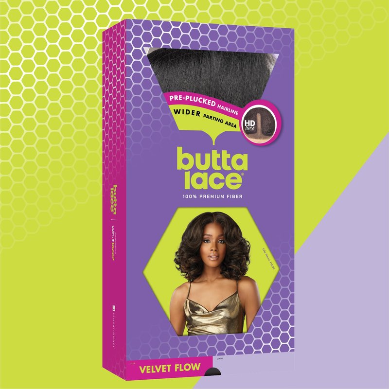 Sensationnel Butta Lace Wigs - Velvet Flow Unit Extra Wide 5 Inch Deep Parting Synthetic Preplucked Hairline Glueless Lacefront (BALAYAGEPLATINUM)