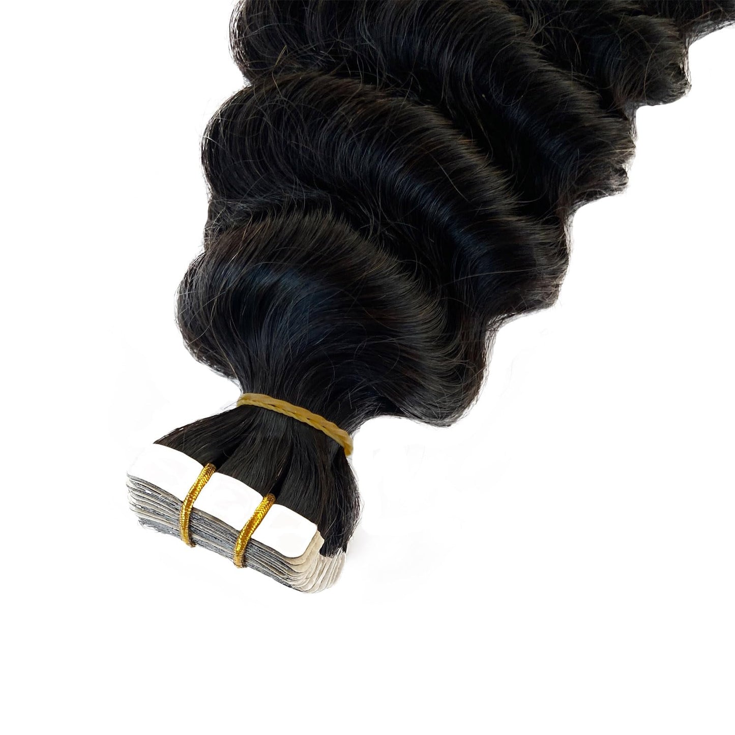 Deep Wave Tape in Hair Extensions Human Hair, Black Hair Extensions Real Remy Human Hair Curly Tape ins for Black Women, 50g/pack 20pcs Double Sided Invisible Tape Hair Extension 14 Inch