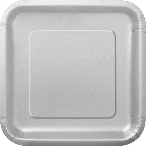 Silver Square Paper Dessert Plates - 7" (8 Pcs) - Eco-Friendly & Disposable Tableware - Perfect for Celebrations, Weddings & Gatherings
