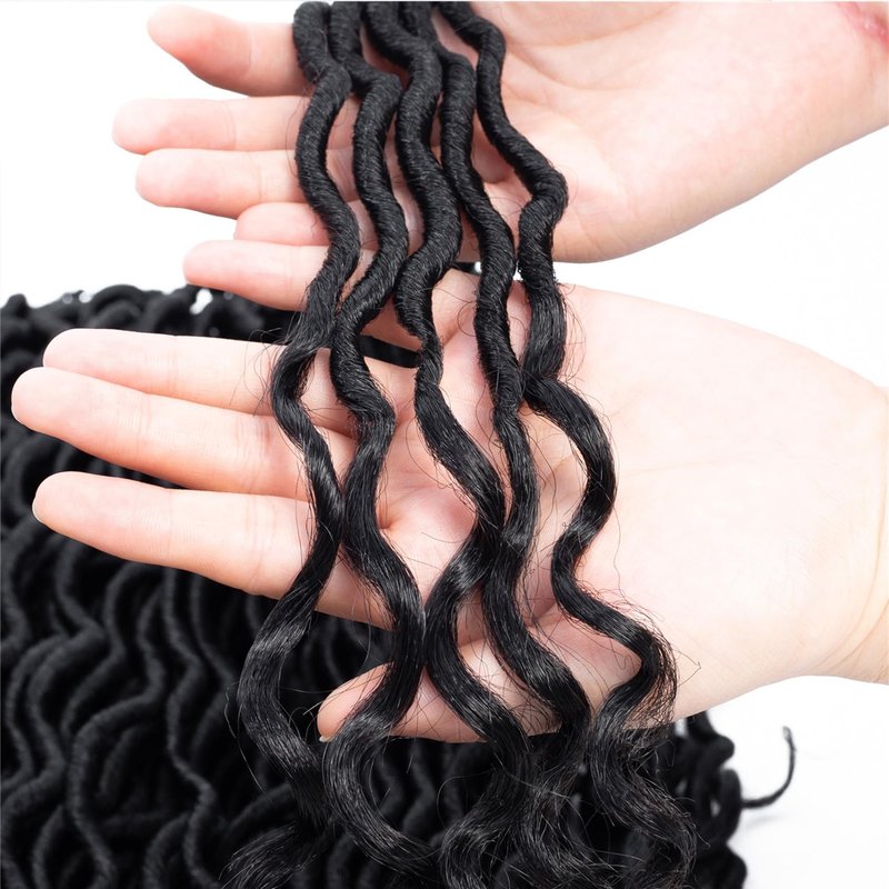 Karida Faux Locs Crochet Hair 24 Inch, 8 Packs Pre Looped Goddess Locs Crochet Hair, Wavy Crochet Faux Locs With Curly Ends, Boho Faux Locs Crochet Hair For Black Women (24 inch, 1B#)