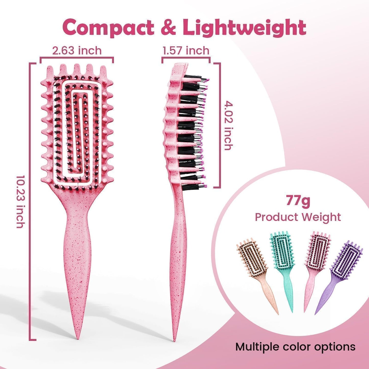ABOYOY Curl Defining Brush with Side Gear for Curly Hair, Detangling & Styling Brush for Women Men, Lightweight Ergonomic Candy Brush Works on Wet or Dry Hair(Pink)