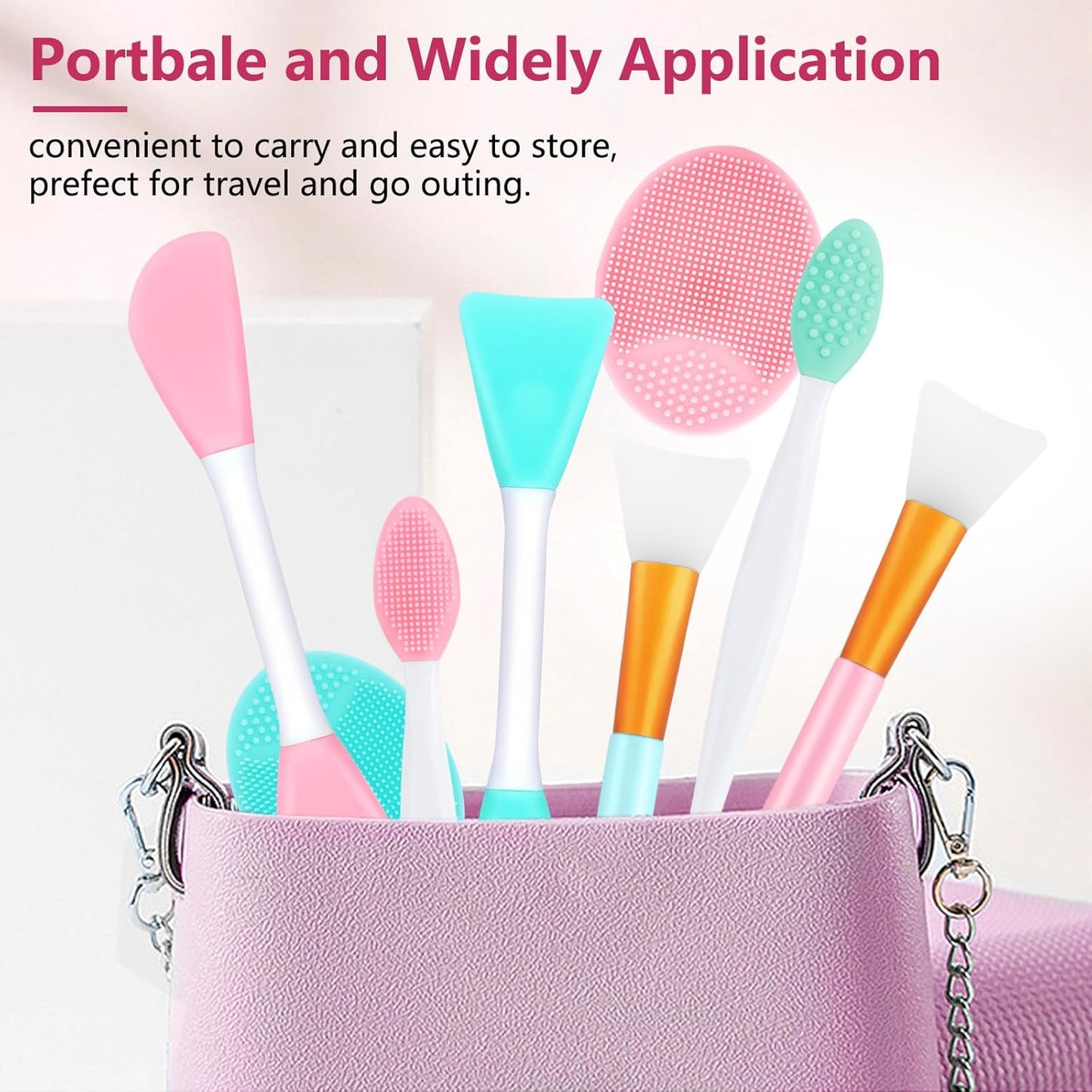Silicone Face Scrubber, 2pcs Exfoliating Lip Brush, 2pcs Face Cleansing Brush & Silicone Facial Mask Brush Exfoliator Blackhead Skin Care Tool