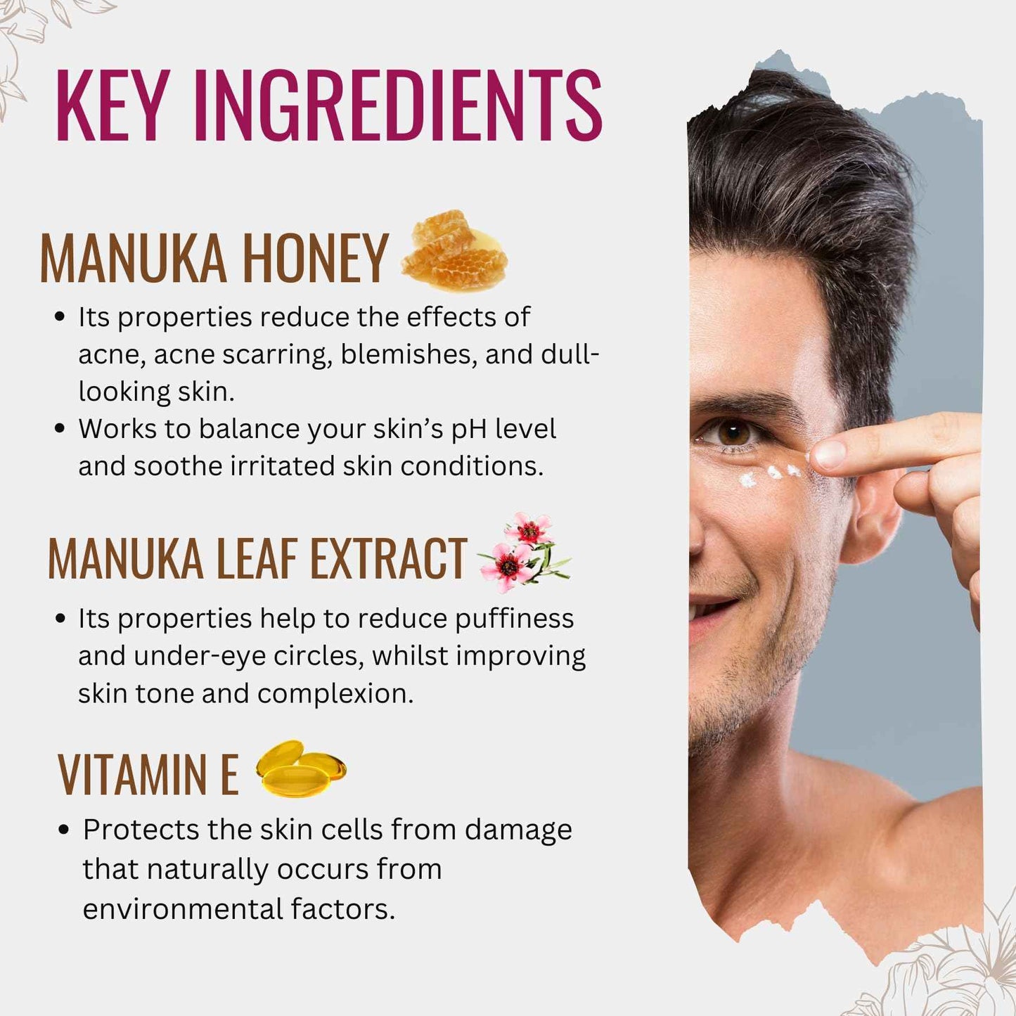 Hyaluronic Acid Eye Cream with Plant Extracts, Manuka Honey, Eye Bright Extract & Vitamin E | Plant Based Formula | Carefully formulated to keep your eyes bright and healthy!