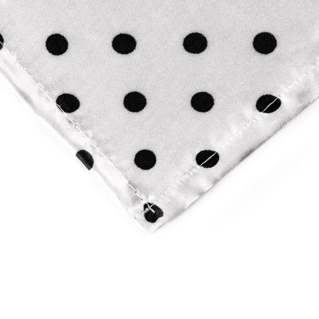 LinenTablecloth Square Satin Overlay, Polka Dot, 60-Inch, White/Black