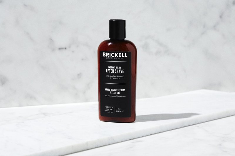 Brickell Men's Instant Relief Aftershave for Men, Soothing After Shave Balm to Prevent Razor Burn, With Aloe, Vitamin E, and Hyaluronic Acid, 4 Ounce, Scented