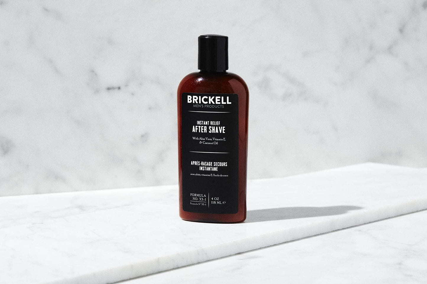 Brickell Men's Instant Relief Aftershave for Men, Soothing After Shave Balm to Prevent Razor Burn, With Aloe, Vitamin E, and Hyaluronic Acid, 4 Ounce, Scented