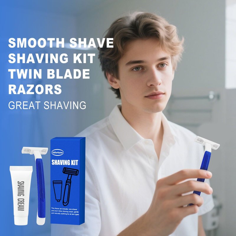 Shave Kit in Bulk Twin Blade Razors with Protective Cap,Disposable Razors in Bulk Shaving Cream for Hotel, Airbnb, Homeless, Shelter, Camping and Travel (60)