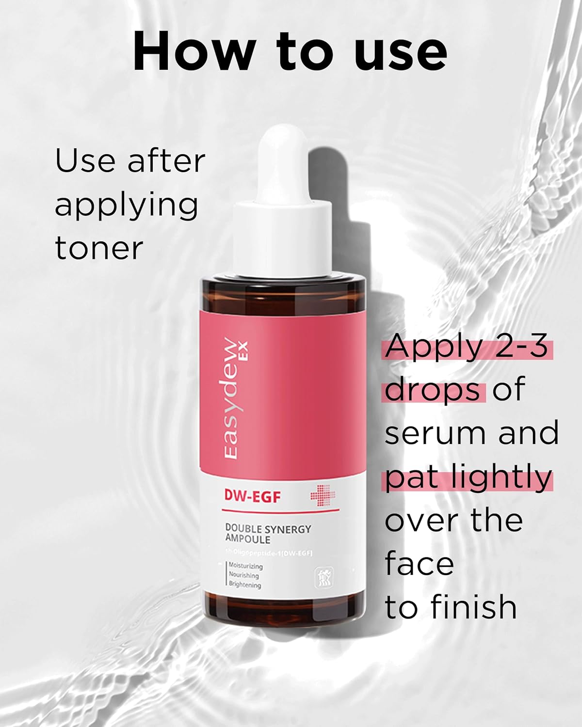EASYDEW DW-EGF Peptide Double Synergy Ampoule - Intensive Moisturizing Face Serum with Hyaluronic Acid & Ceramide | 1.69 fl. oz.