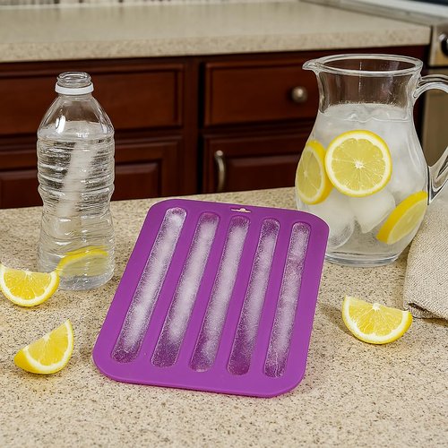 HIC Kitchen Silicone Water Bottle Ice Tray, Non-Stick, Makes 5 Long Ice Sticks