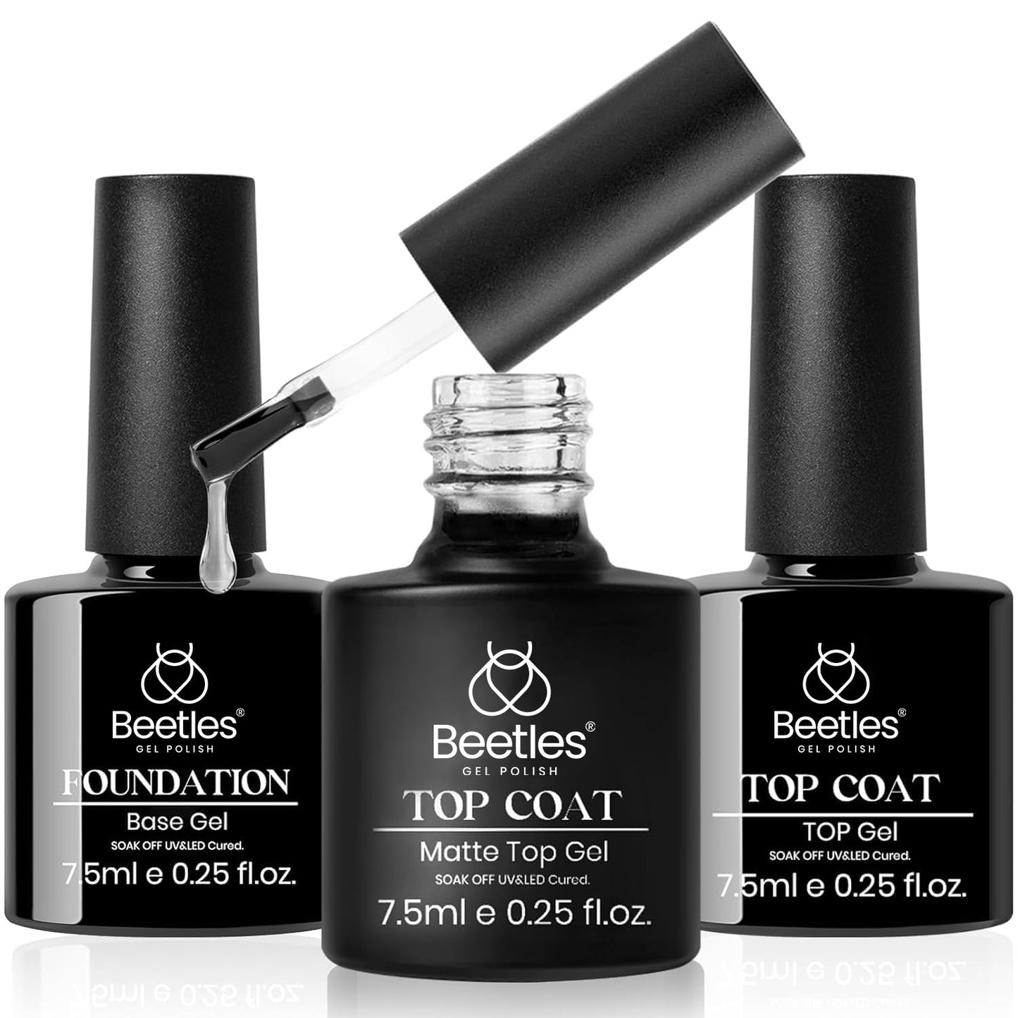 beetles Gel Polish 9 in 1 Gel Nail Glue for Clear Acrylic Nails Tips, Long Lasting Super Strong Brush Nail Glue for Fake Nails, Base Blooming Nail Gel, New Safe Formula, U V Light Cure