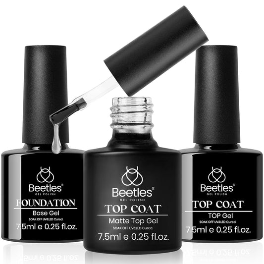 beetles Gel Polish 9 in 1 Gel Nail Glue for Clear Acrylic Nails Tips, Long Lasting Super Strong Brush Nail Glue for Fake Nails, Base Blooming Nail Gel, New Safe Formula, U V Light Cure