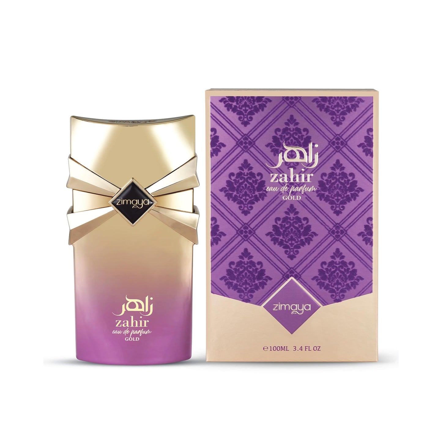 zimaya Zahir Gold Eau De Parfum for Women – A Vibrant, Floral Fragrance with Pear, Rose & Cedar Notes, 3.4 Fl. Oz