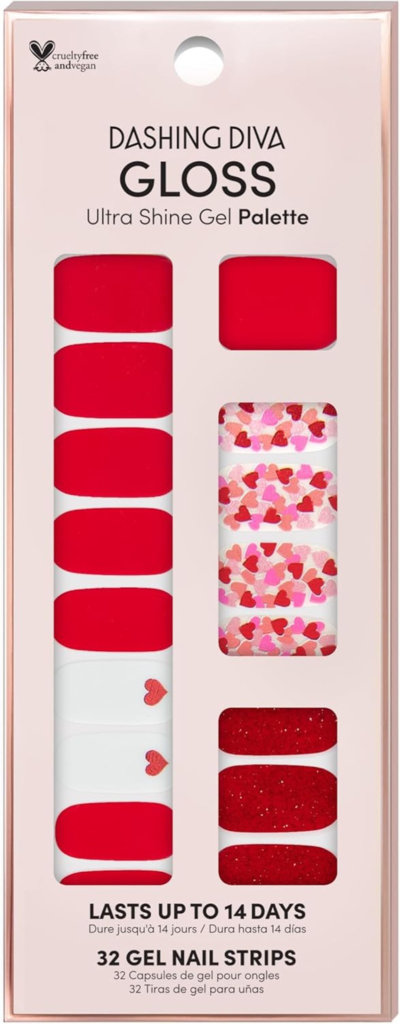 Dashing Diva Gloss Gel Strips - Girl Crush | UV-Free, Chip-Resistant Nail Wraps | 32 Strips, 1 Prep Pad, 1 File