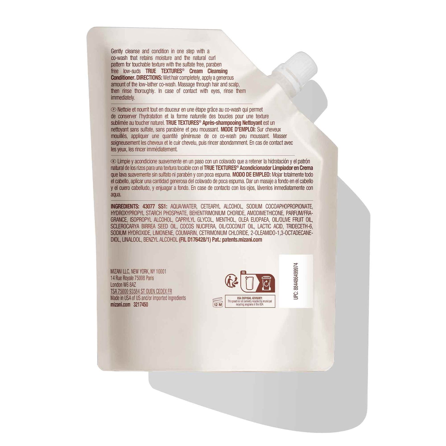 Mizani True Textures Cream Cleansing Conditioner, 16.9 Fl Oz