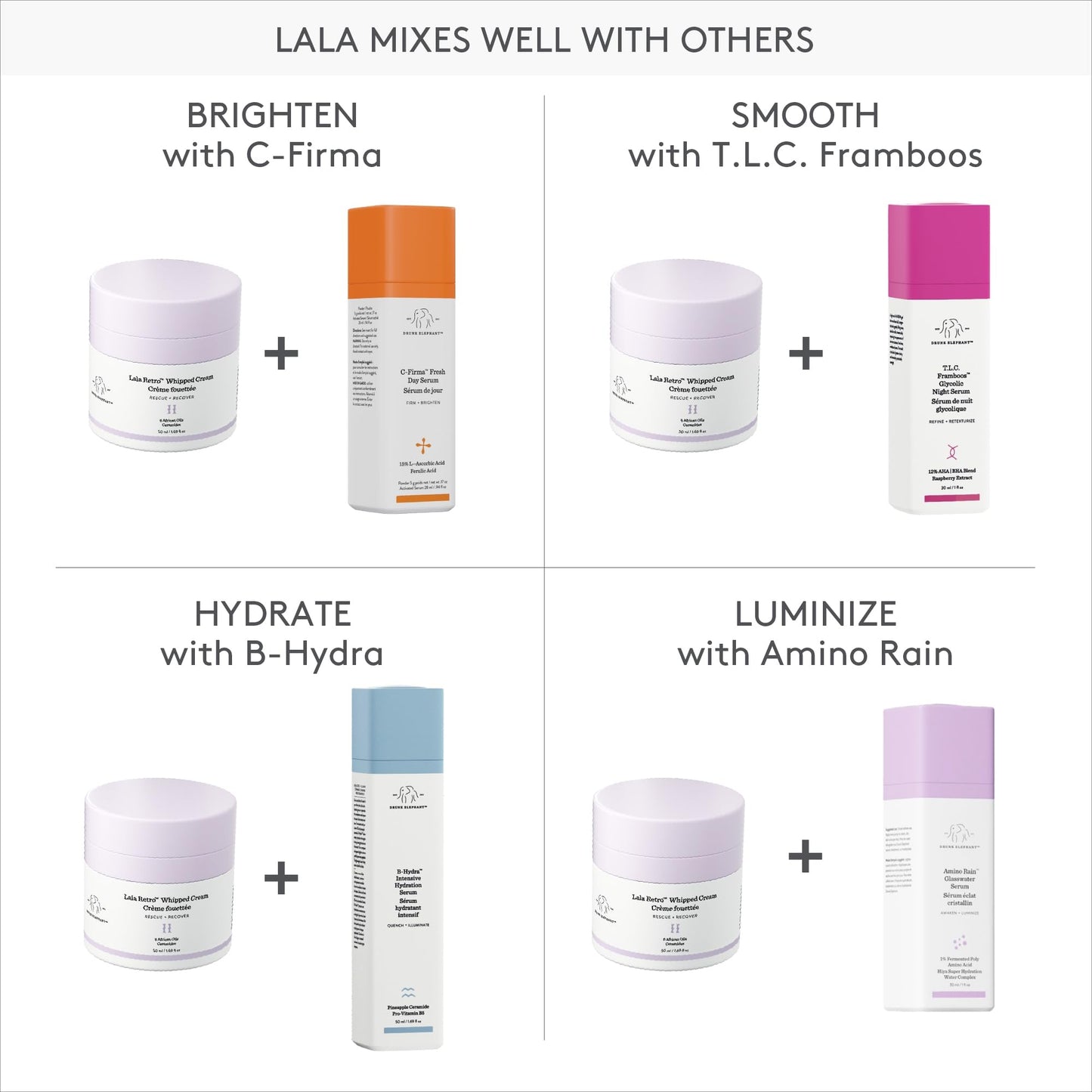 Drunk Elephant Lala Retro Whipped Cream - 15 ml/.5 fl oz - Ceramide Moisturizer - Clean Clinical Skincare - Cruelty-Free - Dermatologist-Tested - Free of Essential Oils, Silicones, and Fragrance