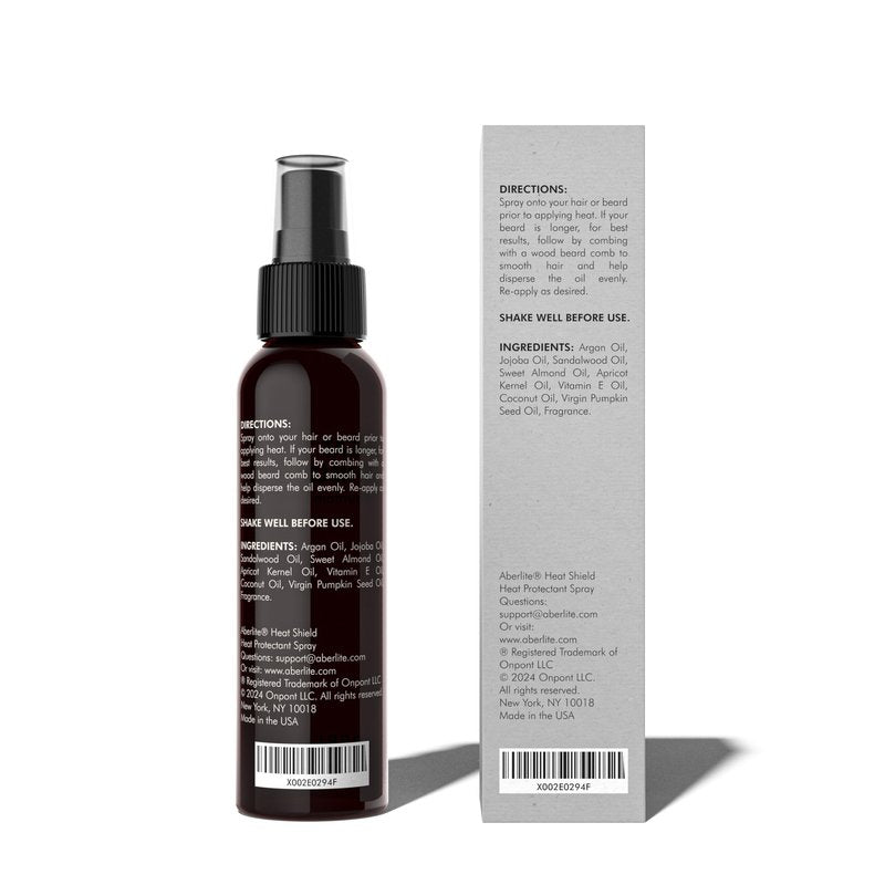 Aberlite Heat Shield Heat Protectant Spray, 4oz - Argan Oil Scent, Moisturizes, Softens and Protects Hair from Heat Damage, Made with 100% Natural Ingredients, Ideal for Men and Women