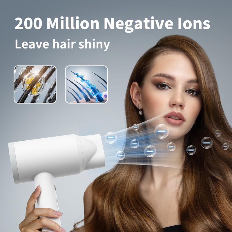 ANNE BETTY Hair Dryer with Diffuser for Curly Hair, 1800W Ionic Blow Dryer for Women & Men, Fast-Drying, Lightweight, Low Noise, Hair Care Styling Tool for Home, Travel