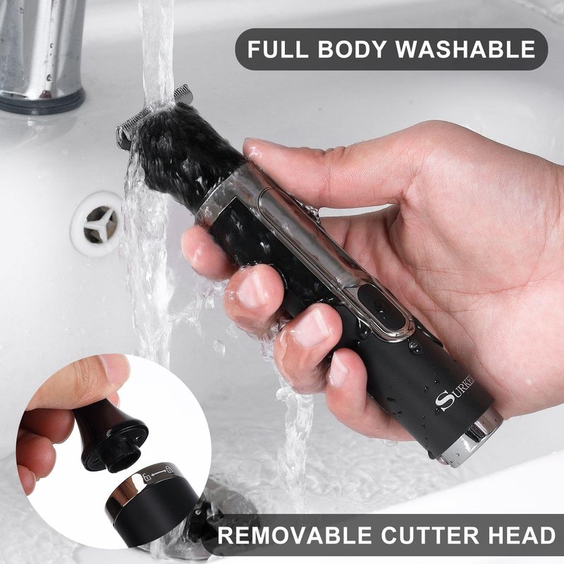 DoCatop Back Shaver for Men, 5-in-1 Electric Back Hair Removal Razor with Adjustable Extension Handle, Body Hair Trimmer Grooming Kit for Wet or Dry Shaving