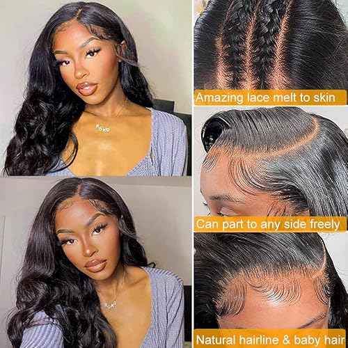 QTHAIR 16A 5x5 Body Wave HD Closure Human Hair Transparent Lace Closure 14inch Top Swiss Lace Closure Brazilian Virgin Hair Body Wave 150% Density Pre Plucked Natural Hairline Baby Hair