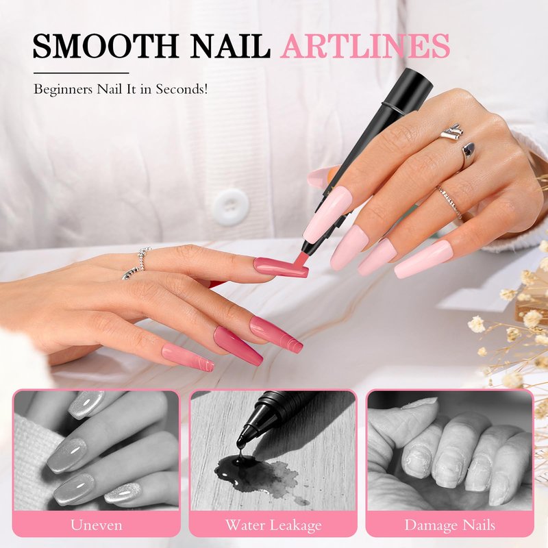 Hgkvnul Gel Nail Polish Pens 3 in 1, 6 Color Pen Gel Nail Polish, Quick Dry, for DIY Nail Art (A Set/6pcs)