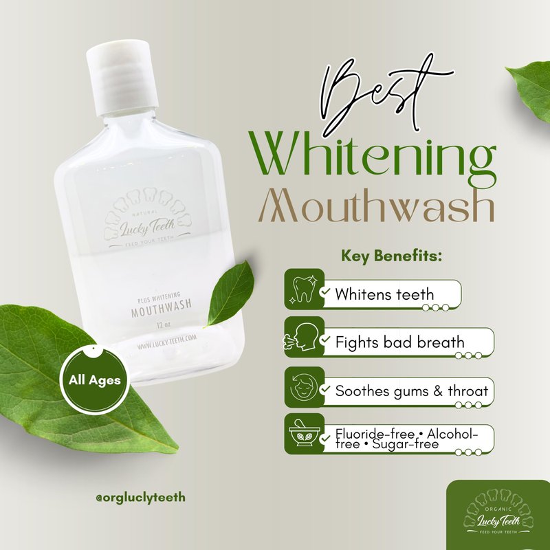 Lucky Teeth Organic Food Grade Peroxide MouthWash - Plus WHITENING - Whitens, Refreshes. Food Grade Peroxide + Essential Oils. … (2)