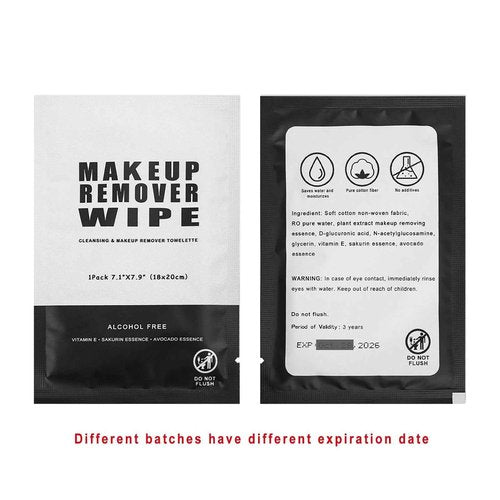 Gisdo 100 Makeup Remover Wipes Bulk Individually Wrapped Makeup Wipes Single Makeup Remover Cloth Facial Cleansing Pads for Mascara Lipstick Oil Dirt Face Skin Travel Hotel (Black)