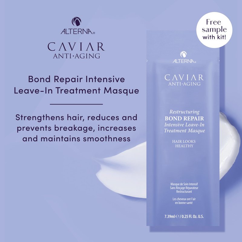 Alterna Haircare CAVIAR Anti-Aging Replenishing Moisture Trial Kit - Shampoo, Conditioner, Leave-In CC Cream | For Dry, Brittle Hair | Protects, Restores and Hydrates | Sulfate Free