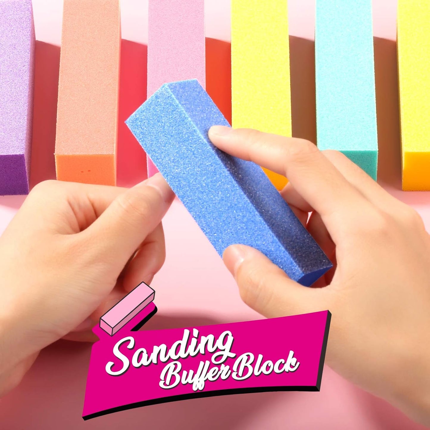 FANDAMEI Nail Files and Buffers, 20PCS Nail File Kit. Rectangular Nail Buffer Block & 100/180 Grit 7 Way Nail File & Polishing Buffer. Nail Prep Kit. Professional Manicure Nail Tools