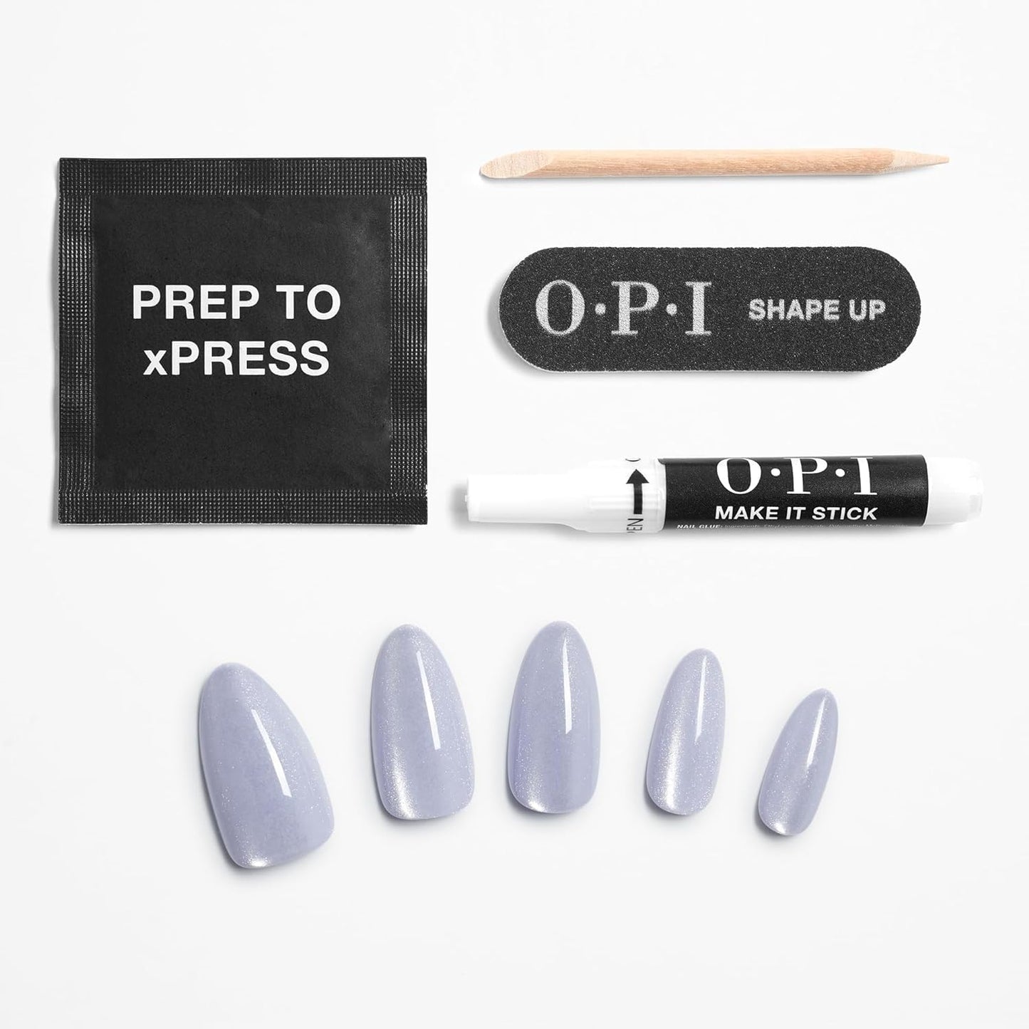 OPI xPRESS/ON Trailglazer | Velvet Blue Long Almond Press On Nails | With Nail Glue | Long Lasting, Reusable, Non-damaging