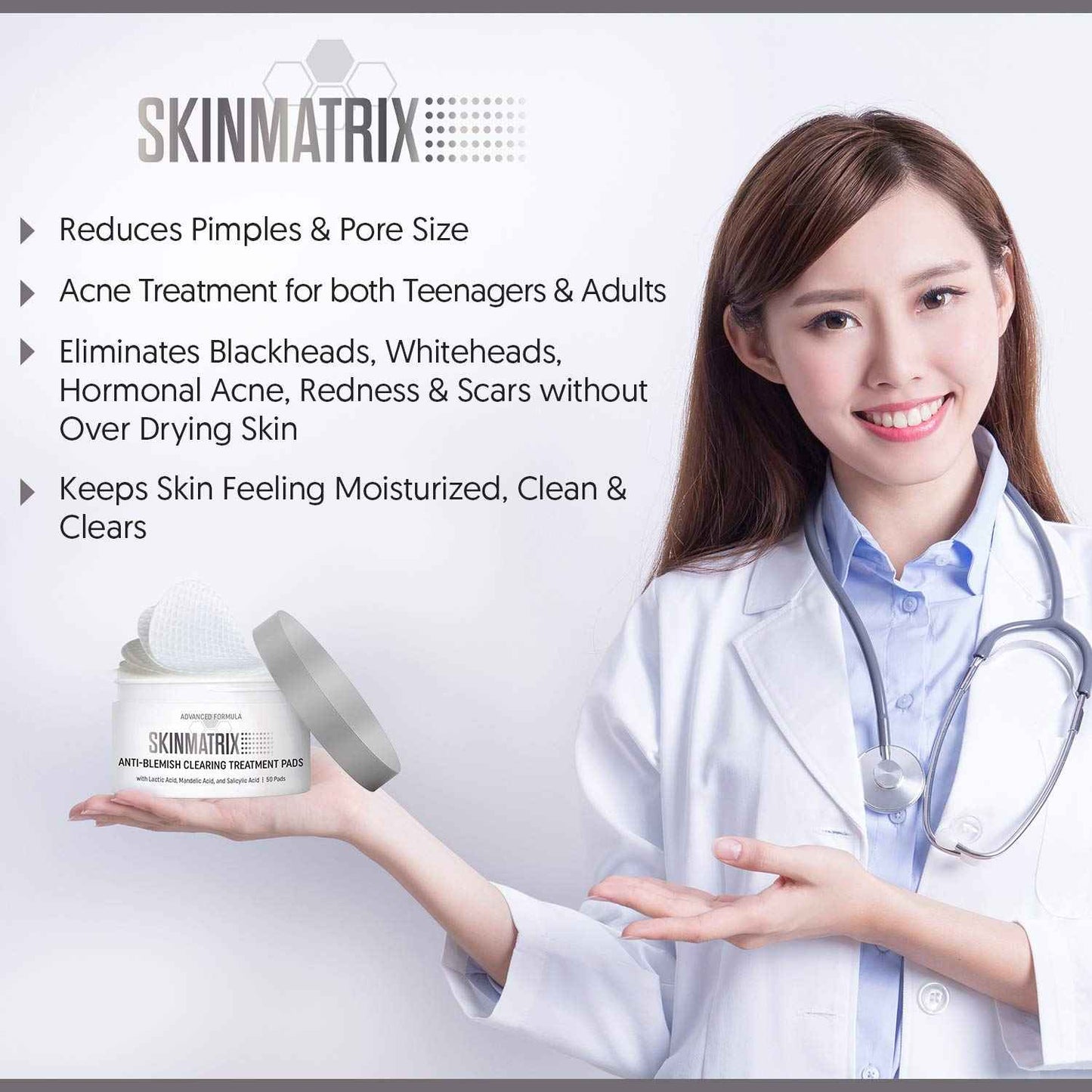 YISHIQIAnti-Blemish Acne Control Pads- Contains Salicylic, Lactic, & Mandelic Acid. Clears Away Clogged Pores, Whitehead & Blackhead Pimples. Eliminates Acne for Face & Body.