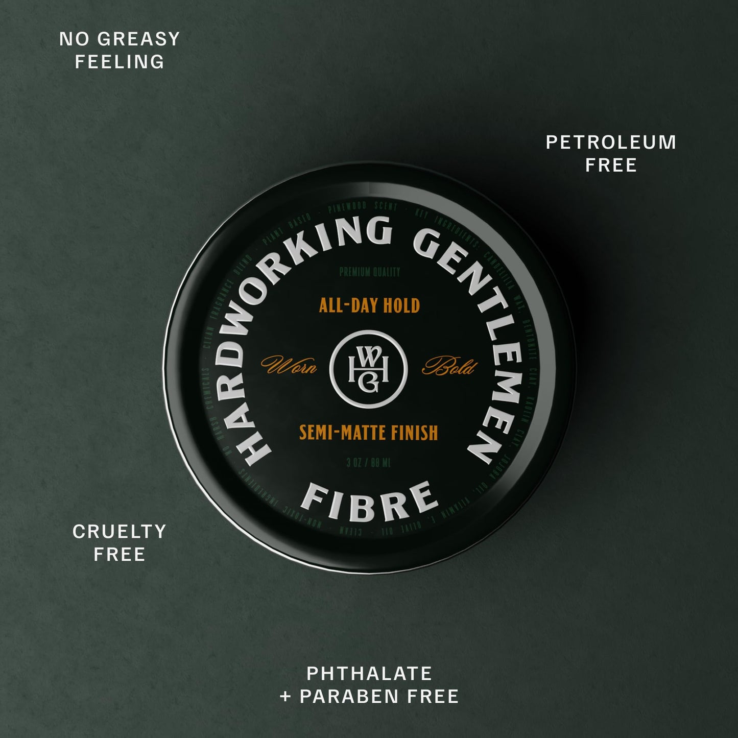 Hardworking Gentlemen Hair Fibre for Men, Mid-High Hold, Textured Matte Finish, Natural Formula, 3 oz (Made in USA)