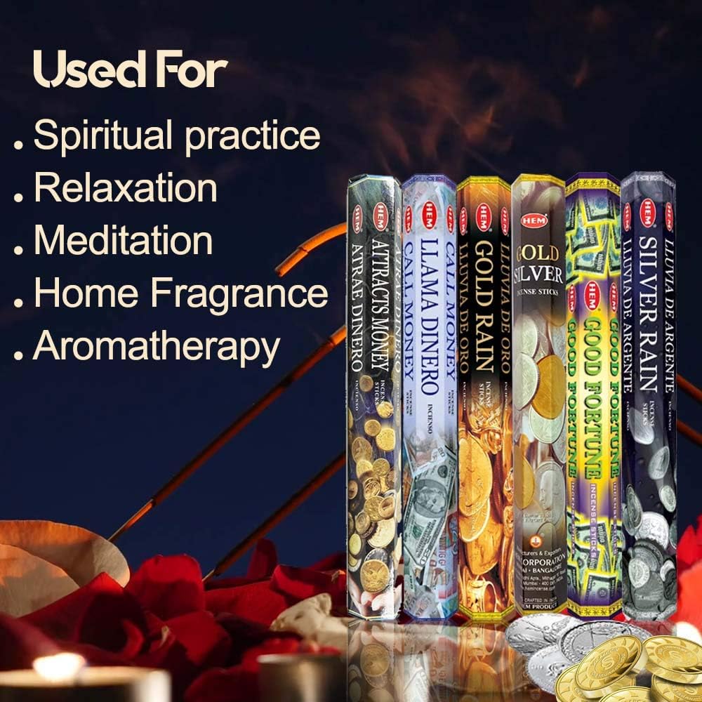 HEM Assorted Hexa Incense Sticks – Pack of 6 Fragrance Sticks (Each Tube Contains 20 Sticks) – Long-Lasting Aromatherapy for Meditation, Relaxation, Yoga, and Home Fragrance