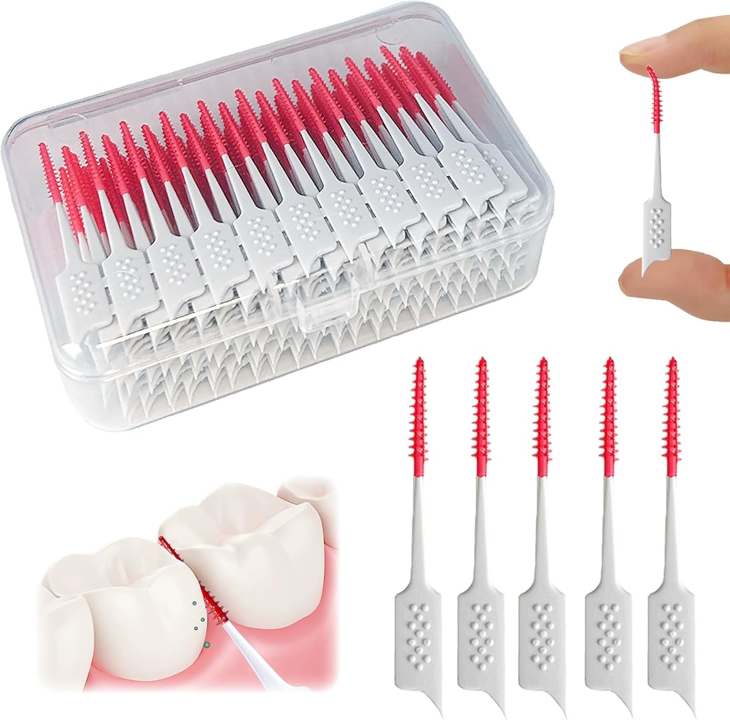 Dental Floss Picks Soft Silicone interdental Brush, Braces Brush, Floss Picks for Teeth, Disposable interdental Brush, Suitable for Cleaning Teeth Health(Green, 160pcs)