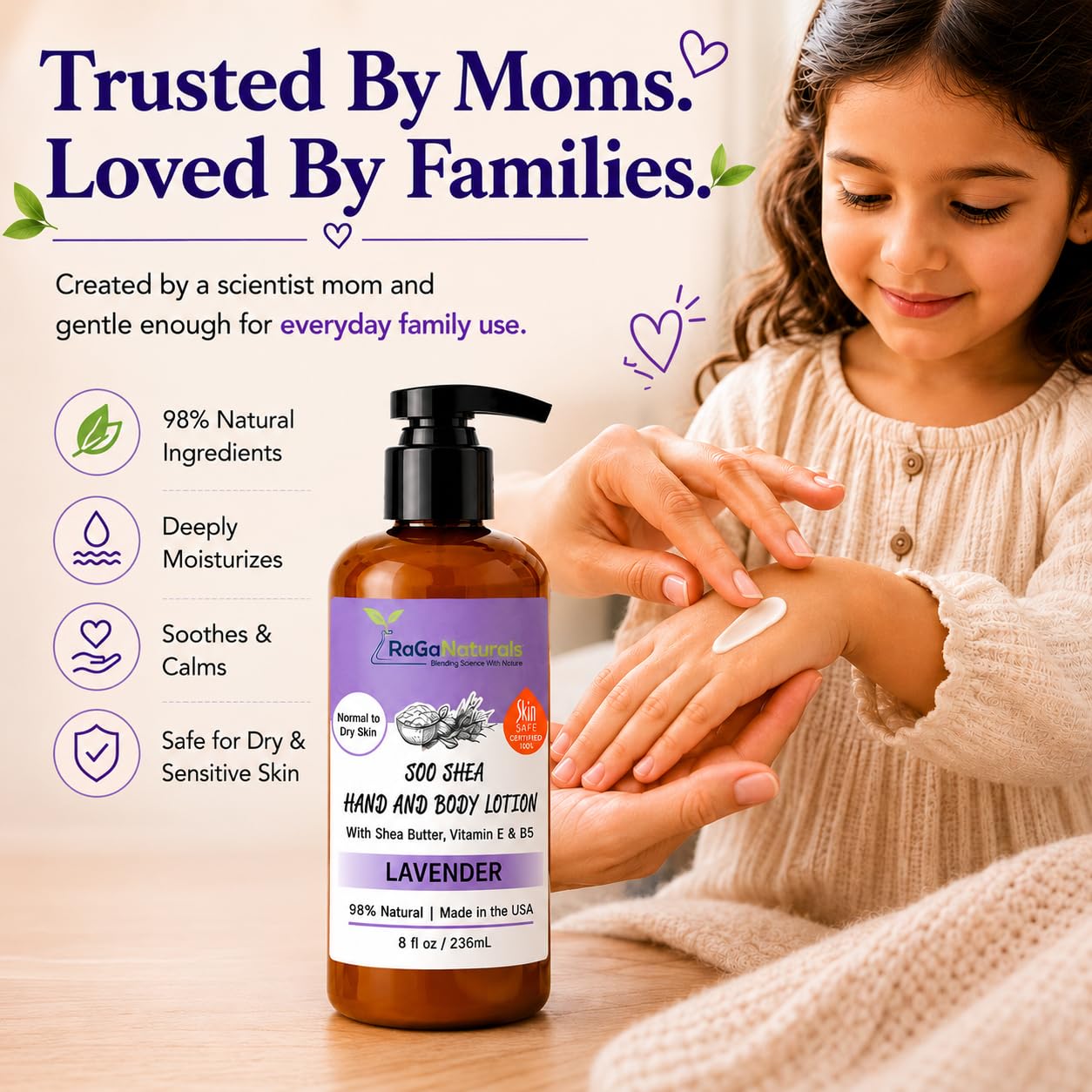 Lavender Shea Butter Hand and Body Lotion - Moisturizing, Plant-Based Formula with Argan & Avocado Oil | 8 Fl Oz