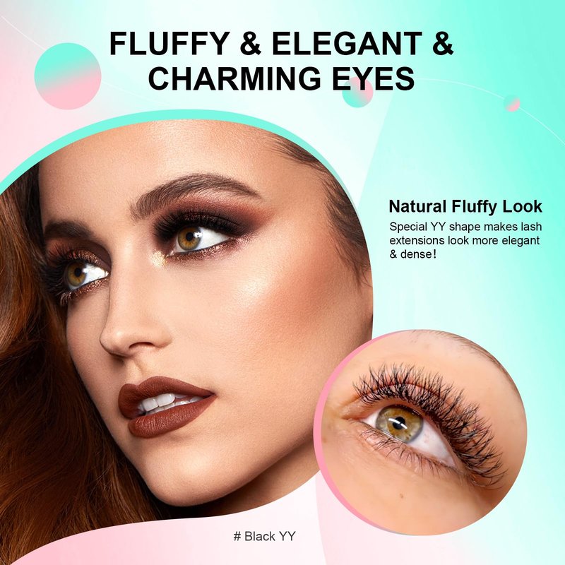 NAGARAKU 5 Trays yy Eyelash Extensions y lash 0.07mm D curl 11/12/13/14/15mm in 1 pack Premade 4D Easy Fan Russian Volume Cluster Faux Mink Matte Black 12 rows