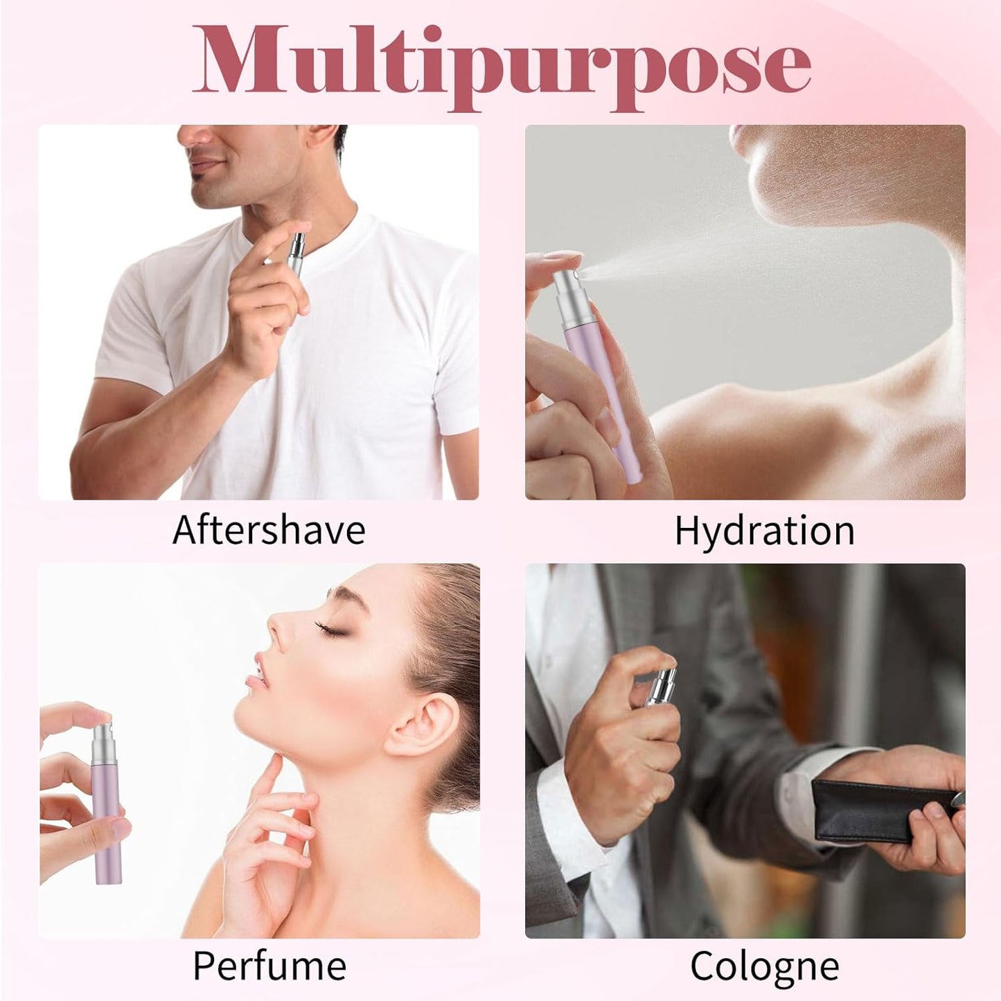 4pcs Mini Perfume Travel Bottle, Perfume Atomiser Refillable, 5ML Spray Bottles, Portable for Travel Holiday, Outdoor Activities and Business