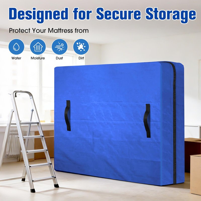 BlissTrends Extra Thick Mattress Bags for Moving and Storage, Waterproof Mattress Protector with Sturdy Handles & Reinforced Zipper, Heavy Duty Tarp Material Reusable Bed Cover (77"x57"x15" Full Size)