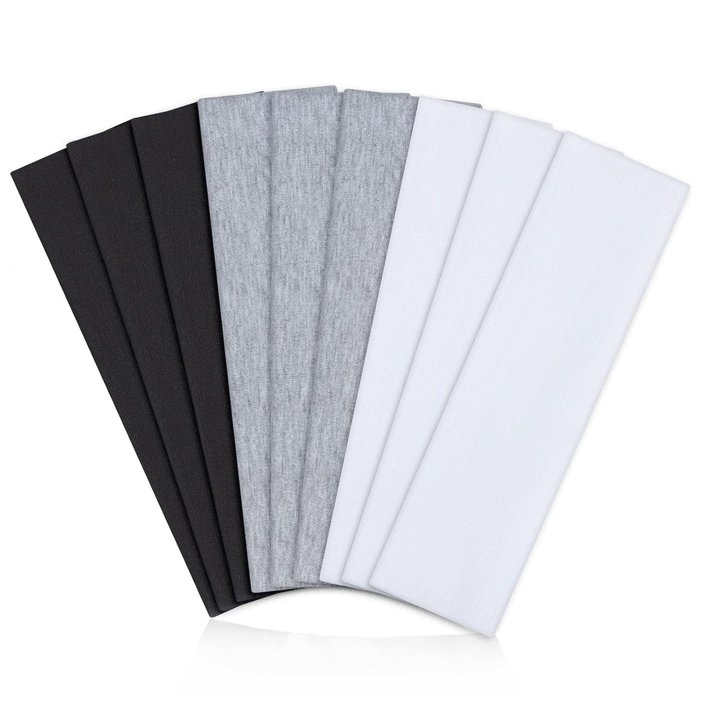 9 Pack Headbands for Women Non Slip - Fabric Elastic Hair Bands for Women's Hair, Soft Cotton Cloth Stretchy Sport Headbands, Sweat Absorption Athletic Hairbands for Workout Yoga Running - A