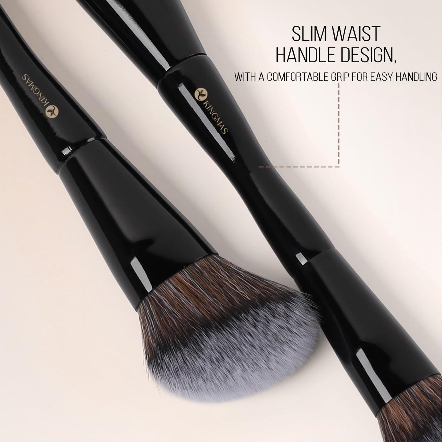 KINGMAS Foundation Makeup Brush, Double-ended Angled/Round Top Contour Brush for Beauty Blending Liquid Powder, Concealer Cream Cosmetics Blush Makeup Brush (Brown)