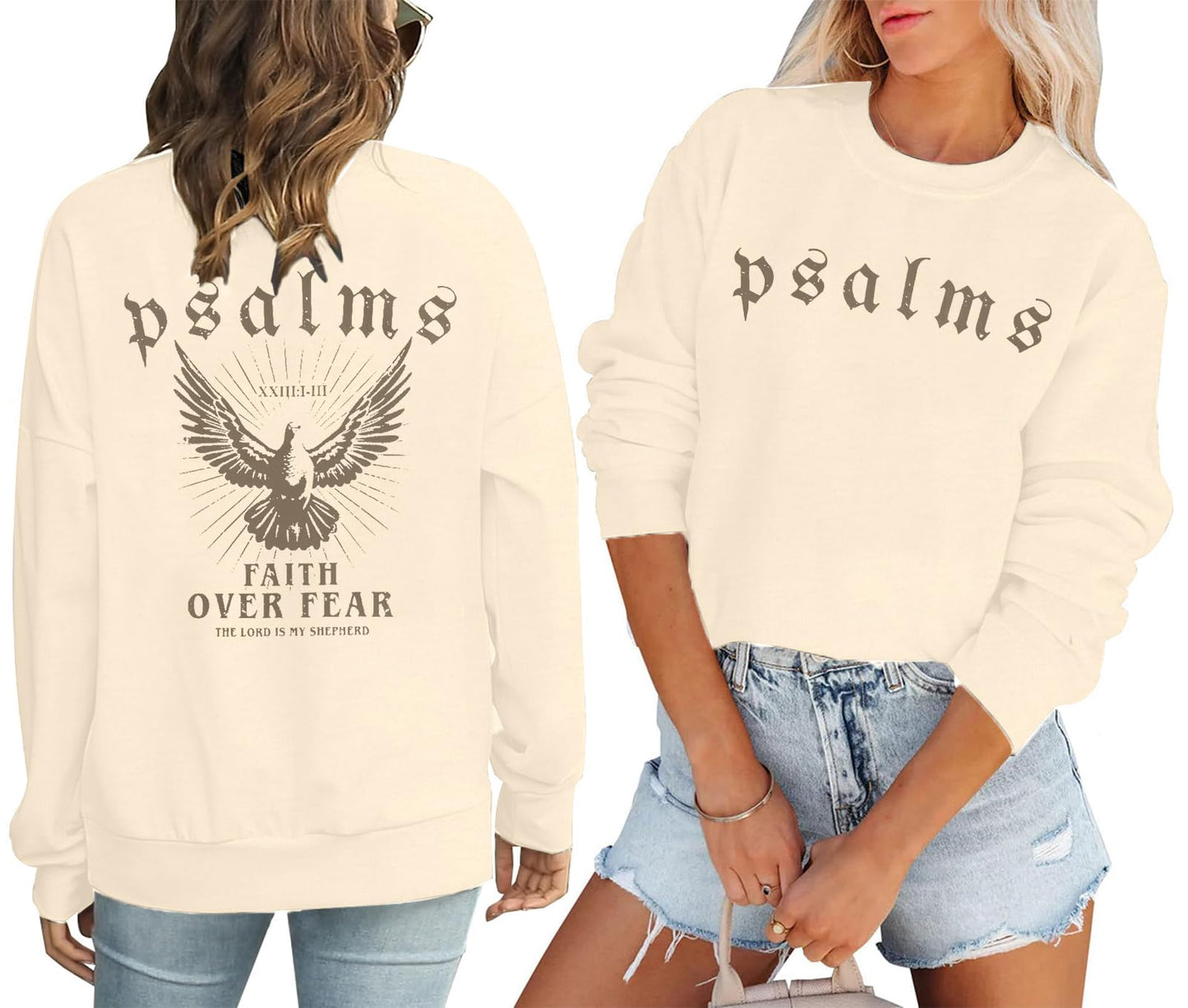 FAYALEQ Christian Sweatshirts for Women: Jesus Faith Sweatshirt Faith Over Fear Hoodie Bible Verse Shirts Jesus Pullover Apricot