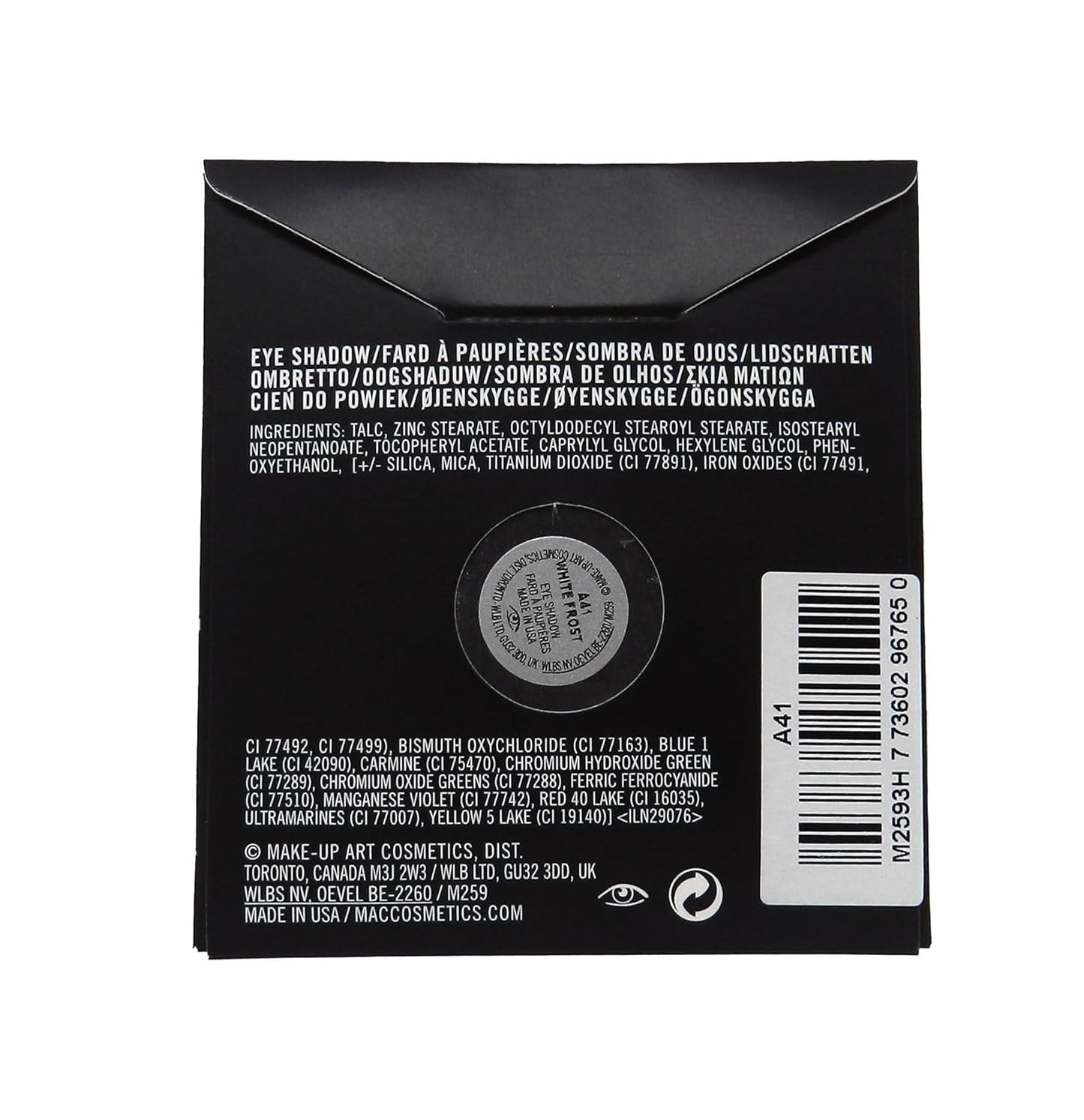 MAC Eye Shadow Pro Palette Refill - White Frost Pigment for Stunning Eye Looks