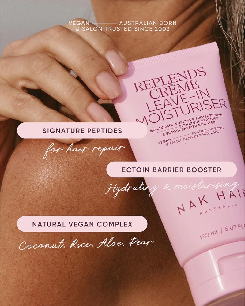 NAK Signature Replends Creme Leave-In Hair Conditioner 150ml - Detangles & Repairs Dry, Damaged & Frizzy Hair with Baobab & Peptide Complex