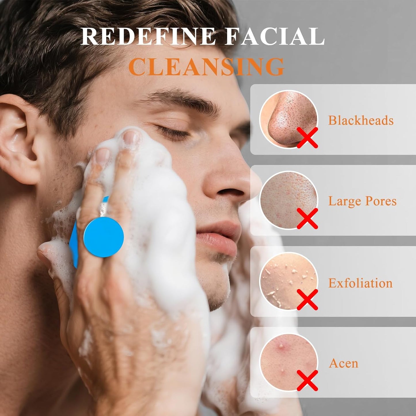 VWMYQ Silicone Face Scrubber for Men, Gentle Exfoliator Pad & Massager, Facial Cleansing Brush Silicone Face Wash Brush Removes Dead & Dry Skin (Black)