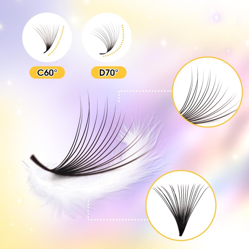 800 Premade Fans Eyelash Extensions 14D 8-15mm Mixed Length Premade Lash Fans C Curl Middle Stem Premade Fans Handmade Volume Premade Lash Extensions Fans Box