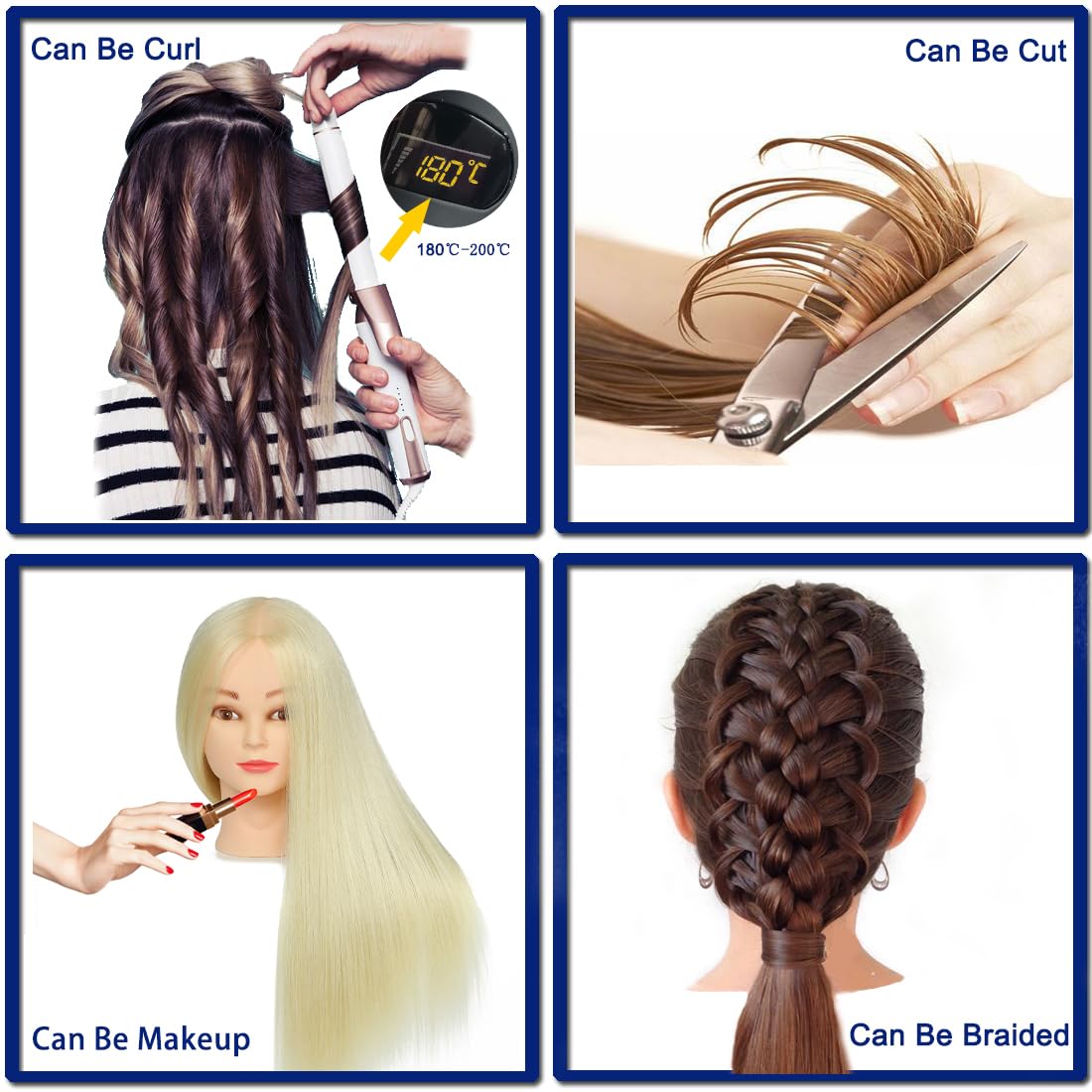 Blonde Mannequin Head with Stand - 60% Real Hair for Makeup Practice | Ideal for Girls